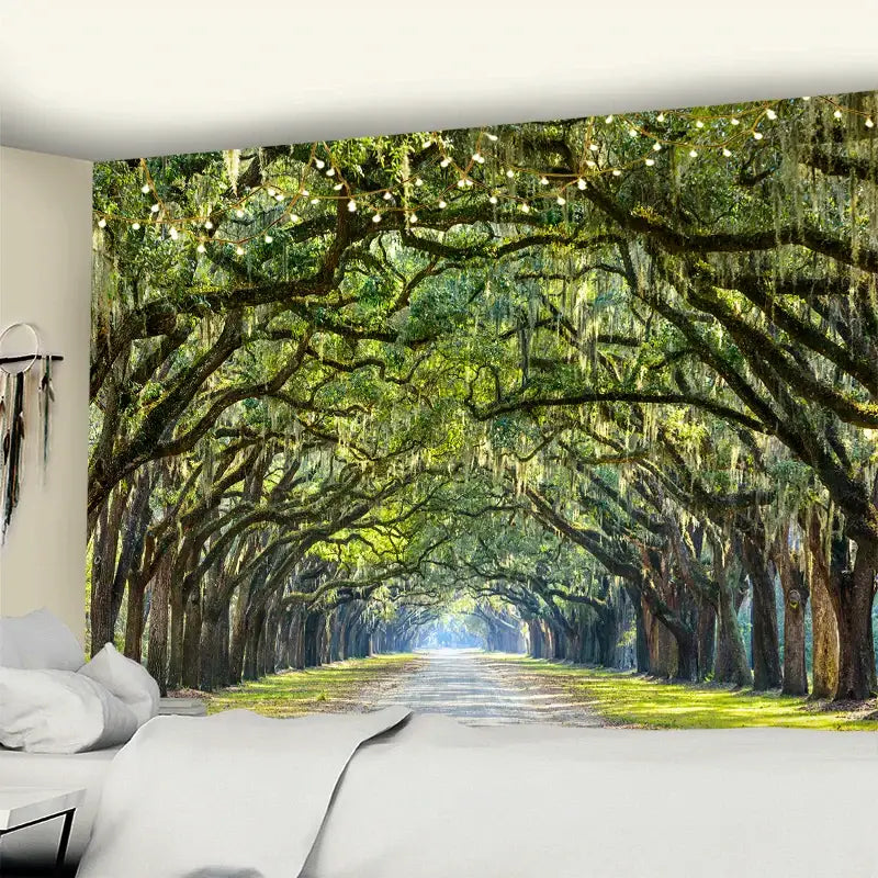 Jungle path mandala tapestry ancient oak bedroom wall hanging