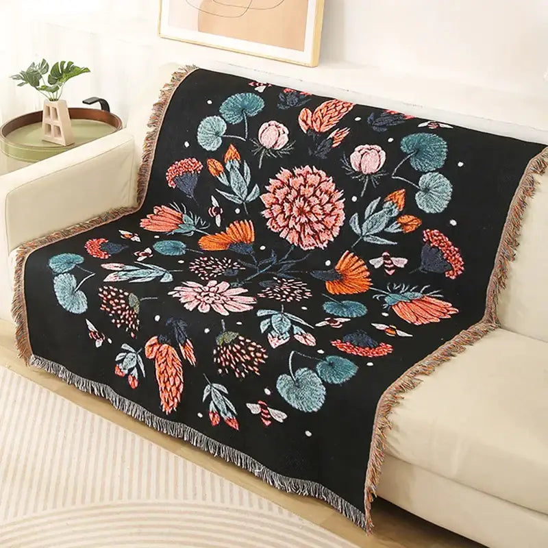 Jungle pink & cream leopard print throw blanket bedroom fringed decor