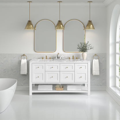 James Martin Breckenridge 60" Double Bathroom Vanity, Bright White