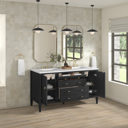 James Martin Myrrin 60" Double Bathroom Vanity, Carbon Oak