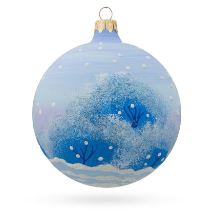 Dog Delivering Christmas Gifts on Sleigh Glass Ball Christmas Ornament 4 Inches