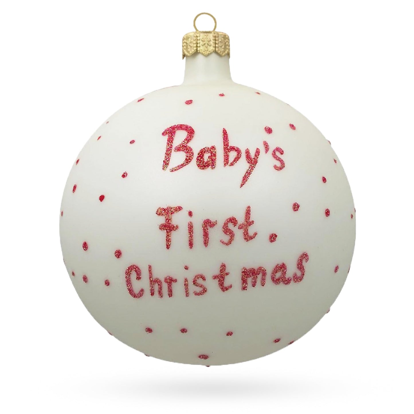 Girl Opening Gift Glass Ball Baby's First Christmas Ornament 4 Inches