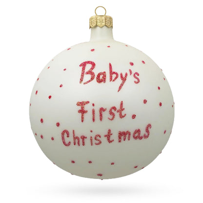Girl Opening Gift Glass Ball Baby's First Christmas Ornament 4 Inches