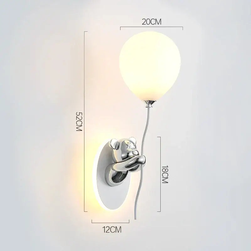 Kawaii gold bear balloon wall light for children bedroom