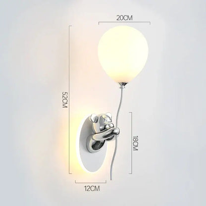 Kawaii gold bear balloon wall light for children bedroom