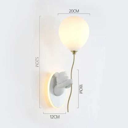 Kawaii gold bear balloon wall light for children bedroom