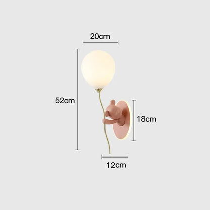 Kawaii gold bear balloon wall light for children bedroom