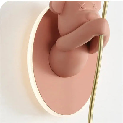 Kawaii gold bear balloon wall light for children bedroom