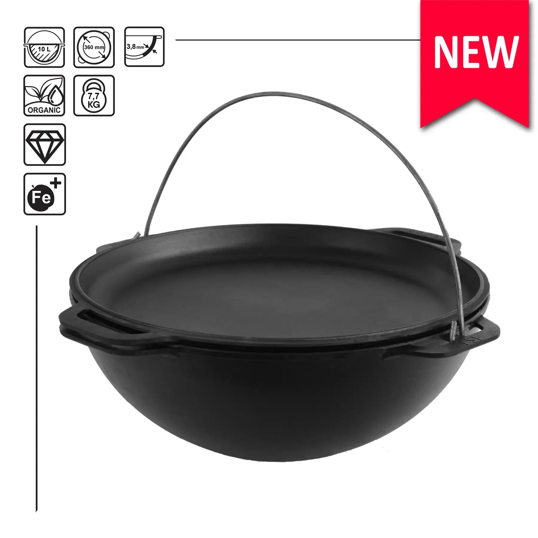 10,56 quart Combo Cooker Cauldron Asian Kazan with a Frying Pan Lid Du ...