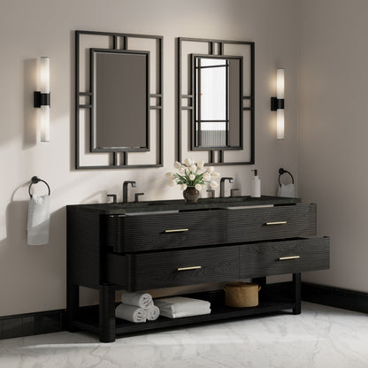 James Martin Lucian 72" Double Bathroom Vanity, Carbon Oak