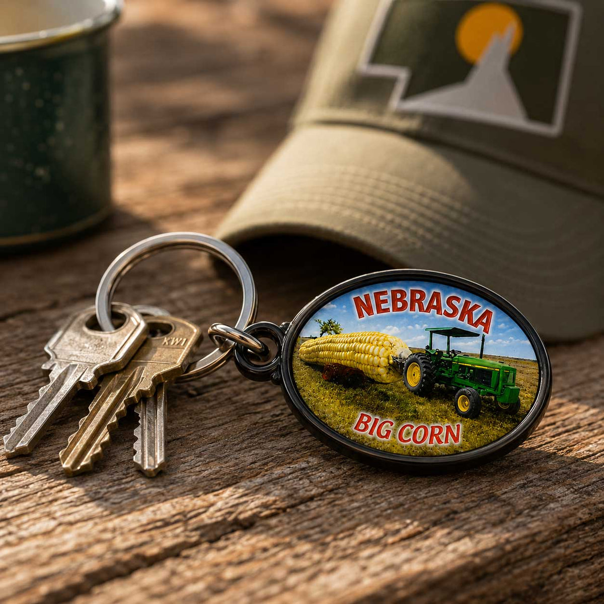Pewter Nebraska Big Corn Keychain | Nebraska State Historical Society