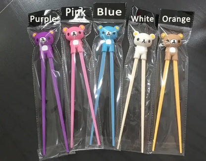 Kids bear panda cat learning chopsticks set dining room training gift