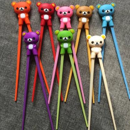 Kids bear panda cat learning chopsticks set dining room training gift