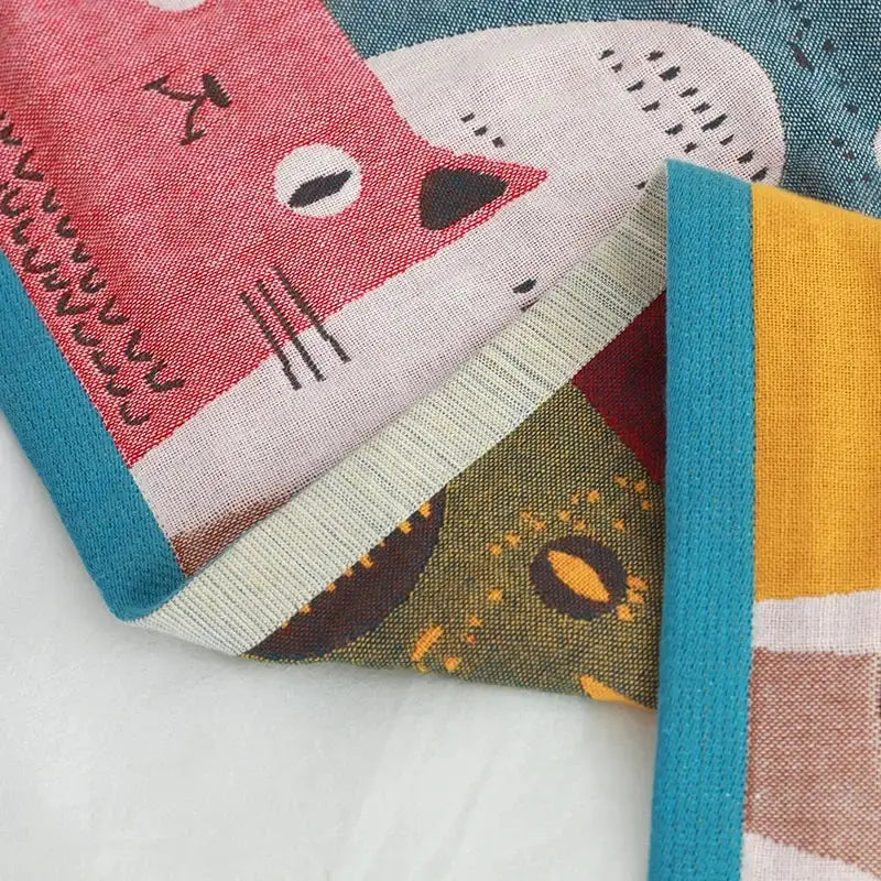 Kids cute cats multicolored cotton gauze bath towel for bathroom