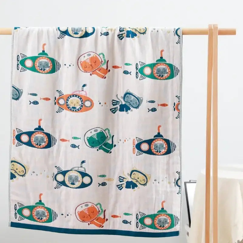Kids cute cats multicolored cotton gauze bath towel for bathroom