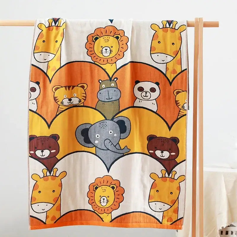 Kids cute cats multicolored cotton gauze bath towel for bathroom