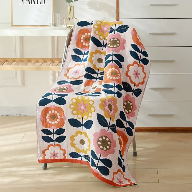 Kids cute cats multicolored cotton gauze bath towel for bathroom