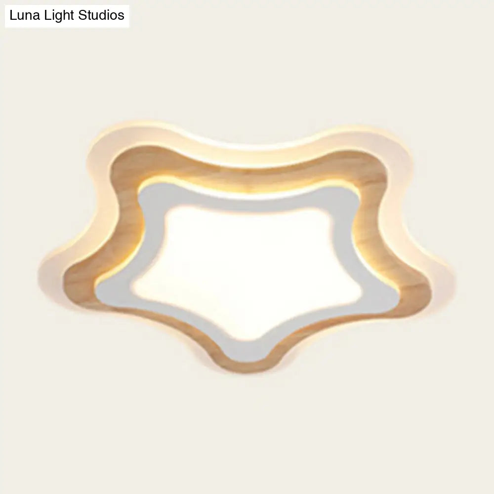 DecorBites™ Kids Room LED Flush Mount with Creative Acrylic Light and Nautical Theme in Wood Finish - Flush Ceiling Light