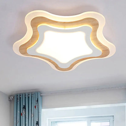 DecorBites™ Kids Room LED Flush Mount with Creative Acrylic Light and Nautical Theme in Wood Finish - Flush Ceiling Light