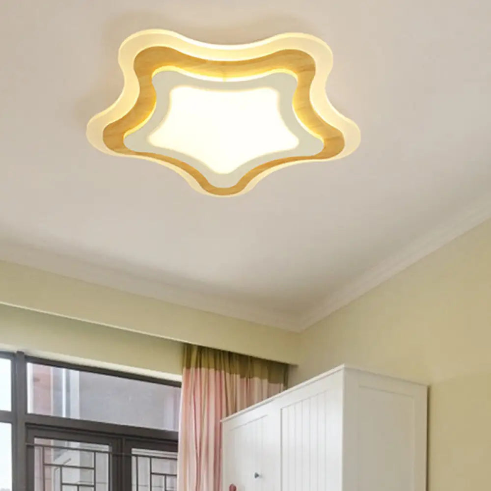 DecorBites™ Kids Room LED Flush Mount with Creative Acrylic Light and Nautical Theme in Wood Finish - Flush Ceiling Light