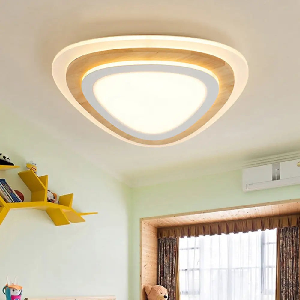 DecorBites™ Kids Room LED Flush Mount with Creative Acrylic Light and Nautical Theme in Wood Finish - Flush Ceiling Light