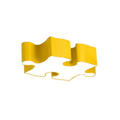 DecorBites™ Kids Style Jigsaw Puzzles Ceiling Flush Light - Acrylic LED Flushmount in Red/Yellow & White