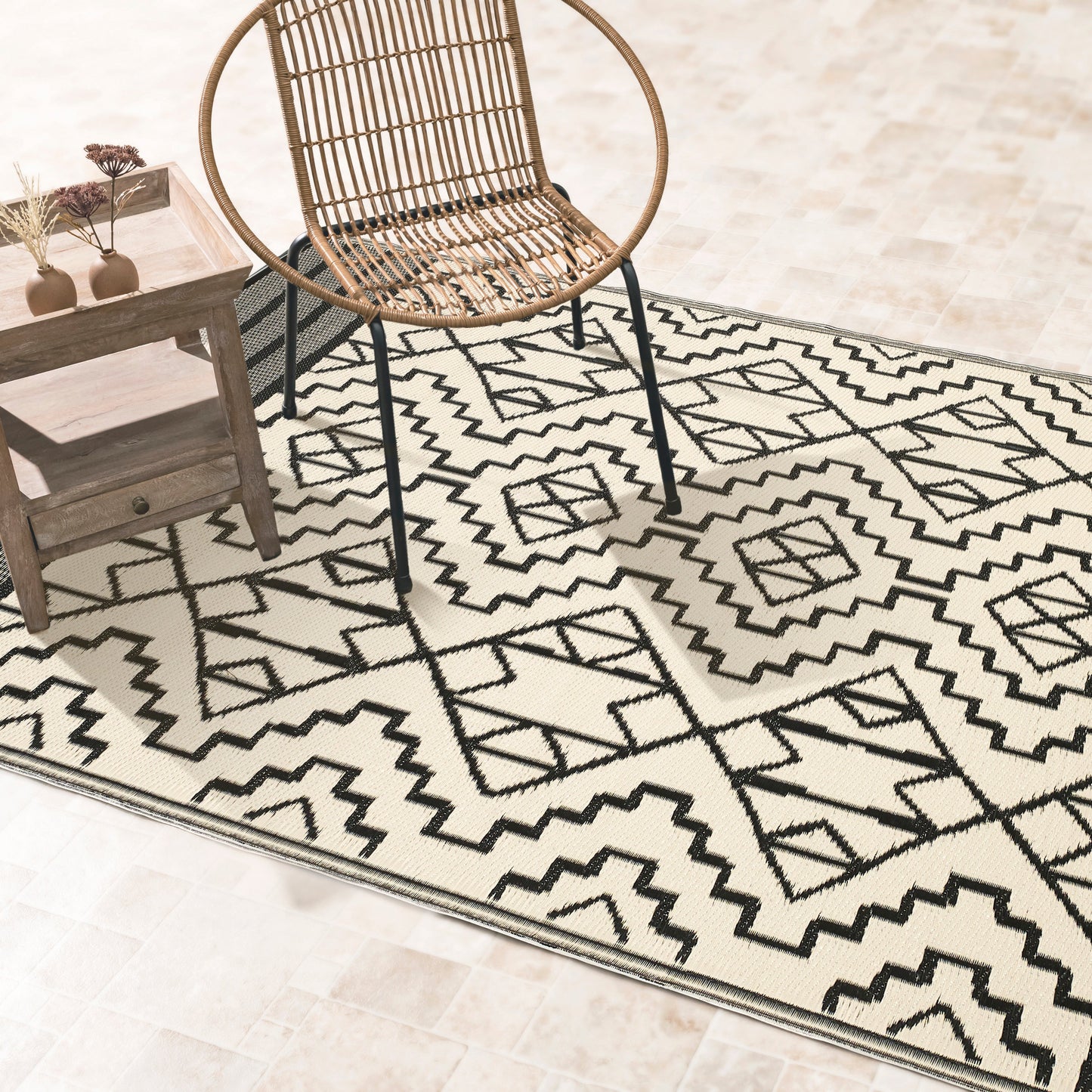 Kilimanjaro - Black Outdoor Rug for Patio FINAL SALE