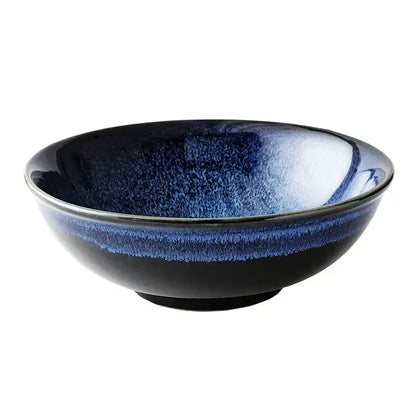 Kiln glazed blue speckled ceramic bowl dining room ramen dish