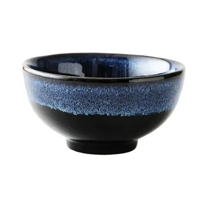 Kiln glazed blue speckled ceramic bowl dining room ramen dish