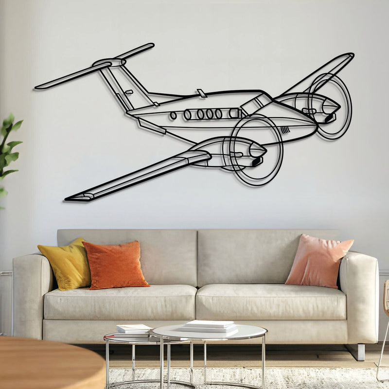 King Air F90 Angle Metal Aircraft Wall Art - NCP0388, angle view