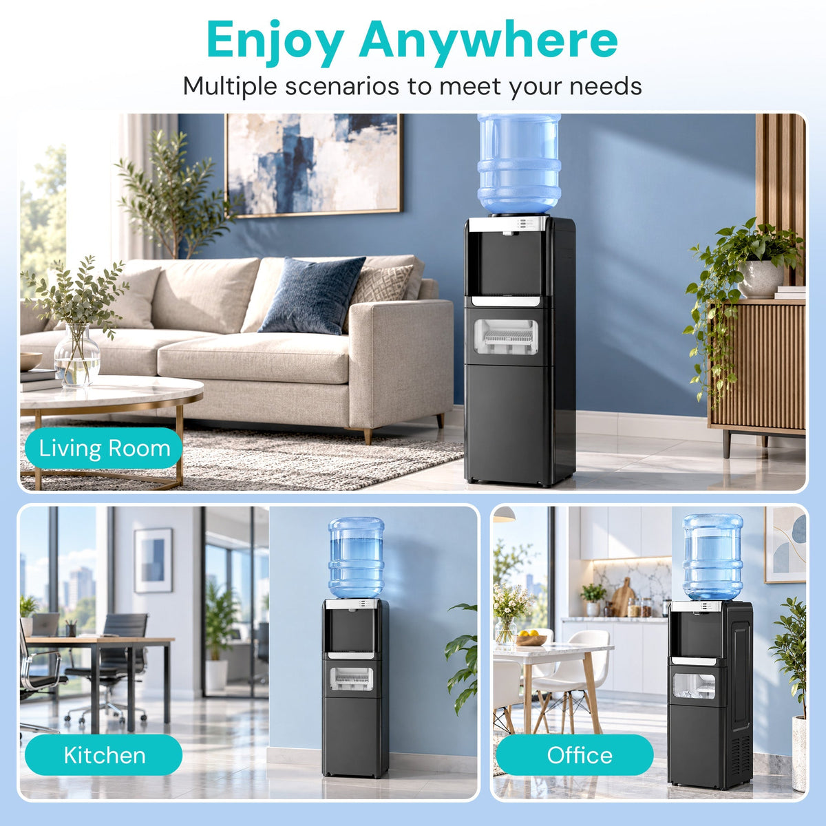 Kismile 4 in 1 Water Cooler Dispenser with Ice Maker