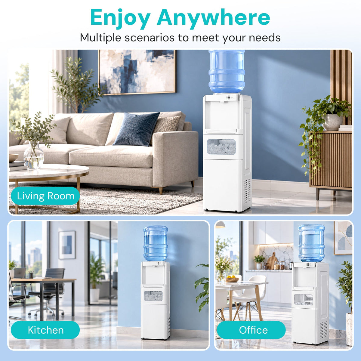 Kismile 4 in 1 Water Cooler Dispenser with Ice Maker