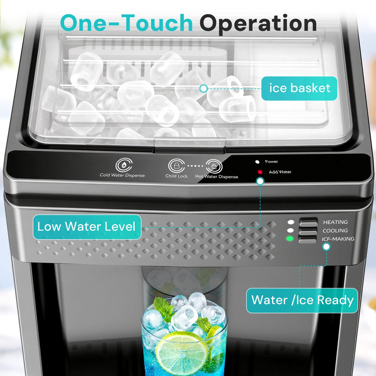 Kismile 4 in 1 Water Cooler Dispenser with Ice Maker