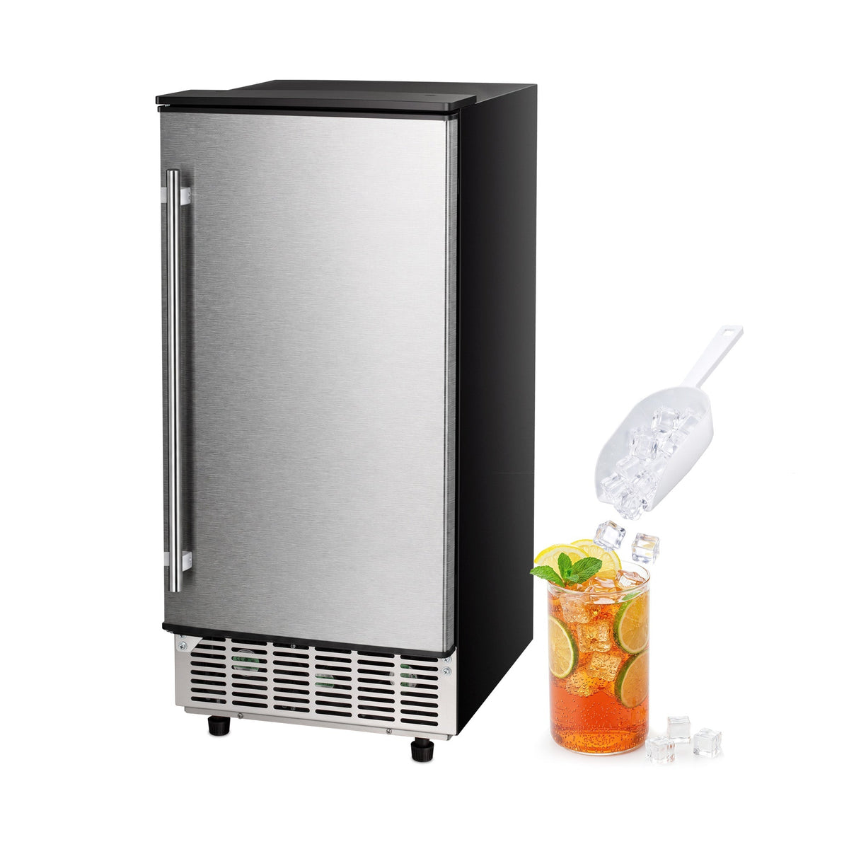 Kismile Commercial Built-in Ice Maker Machine,80Lbs/Day,Under Counter Ice Cube Maker with 24H Timer,Built-in Freestanding Ice Maker for Home & Office(Silver)