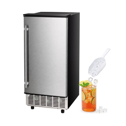 Kismile Commercial Built-in Ice Maker Machine,80Lbs/Day,Under Counter Ice Cube Maker with 24H Timer,Built-in Freestanding Ice Maker for Home & Office(Silver)