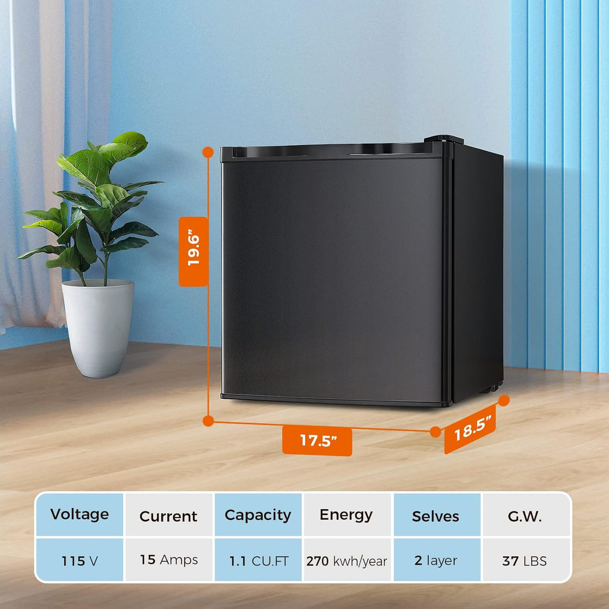 Kismile Mini Freezer,1.1 Cu.ft Upright Freezer with Reversible Single Door