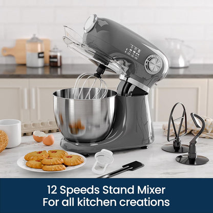 Kismile Stand Mixer, 5.5-Quart Electric Mixer with 12 Speeds CF3715