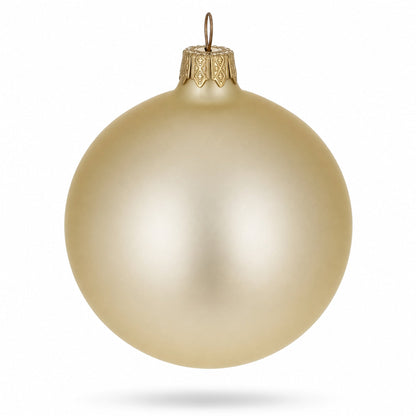 Set of 6 Beige Glass Ball Christmas Ornaments 3.25 Inches