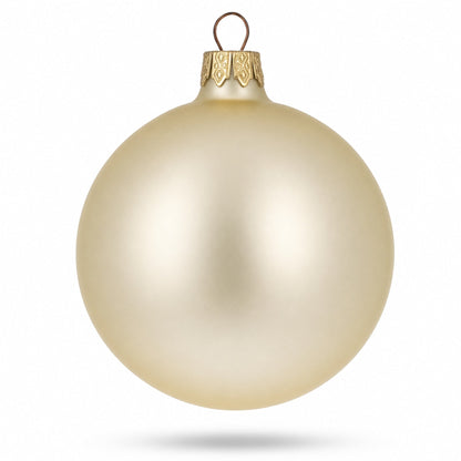 Set of 6 Beige Glass Ball Christmas Ornaments 3.25 Inches