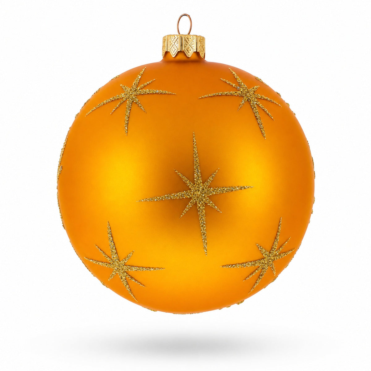 Sacred Nativity Scene on Gold Glass Ball Christmas Ornament 4 Inches