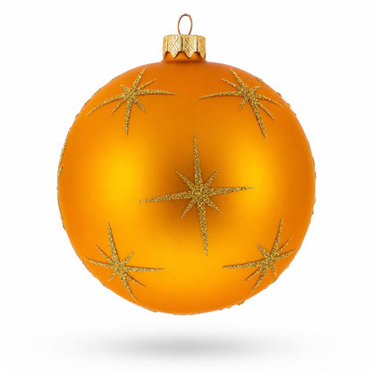 Sacred Nativity Scene on Gold Glass Ball Christmas Ornament 4 Inches