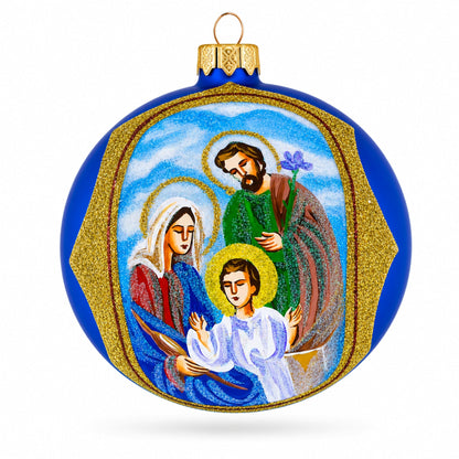 Sacred Holy Family Glass Ball Christmas Ornament 4 Inches