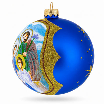 Sacred Holy Family Glass Ball Christmas Ornament 4 Inches