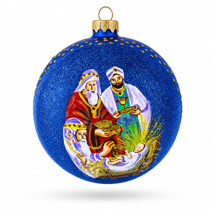 The Wise Men's' Gifts Glass Ball Nativity Christmas Ornament 4 Inches