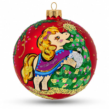 Pony Horse Decorating Tree Glass Ball Christmas Ornament 4 Inches