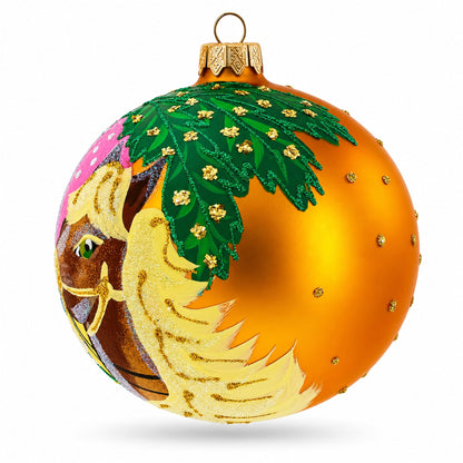 Serene Horse in the Forest Glass Ball Christmas Ornament 4 Inches
