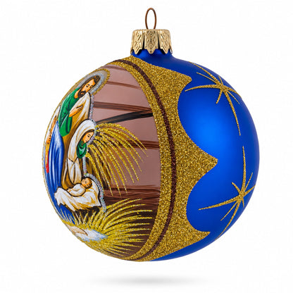 Peaceful Jesus Baby Asleep Nativity Glass Ball Christmas Ornament 3.25 Inches