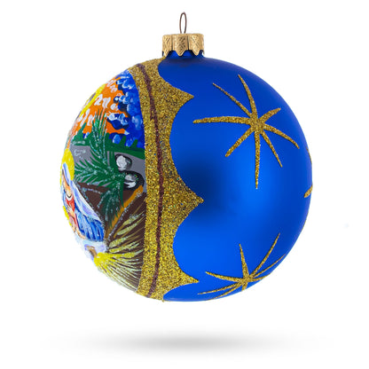Ethereal Sunset Nativity Scene Glass Ball Christmas Ornament 4 Inches