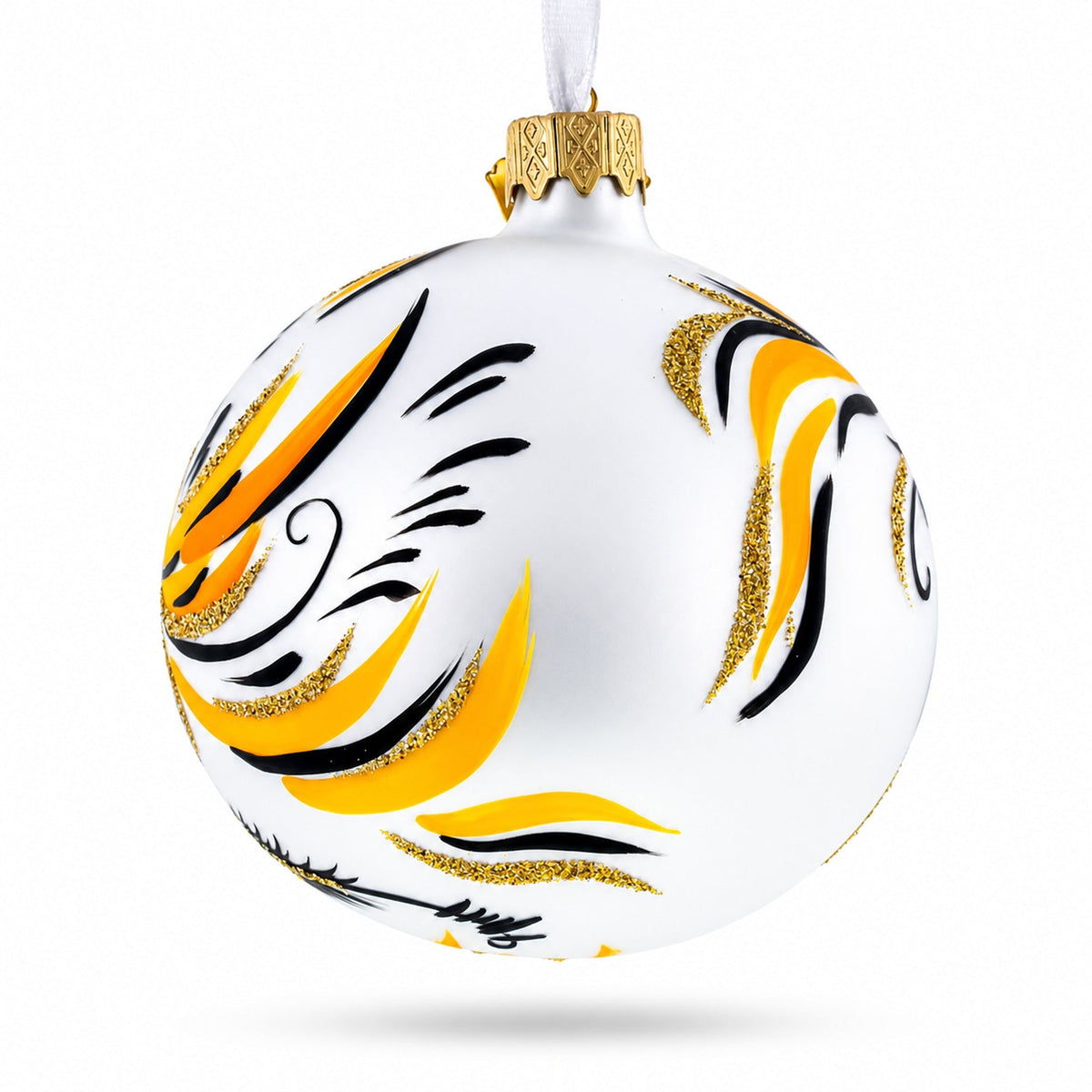 Adonis Flowers in White Glass Ball Christmas Ornament