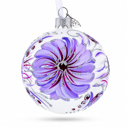 Gerbera Flowers on Purple Glass Ball Christmas Ornament